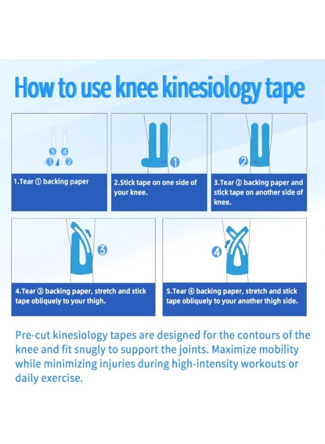 FAYET 4PCS Kinesiology Tape for Knees, Elastic Waterproof Sports Tape for Support and Mobility - Image 3